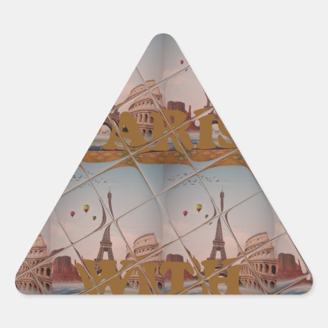 Pegatina Triangular Encantador De París Con Amor J'aime Paris Design (Anverso)