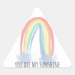 Pegatina Triangular Eres mi sol acuarela pintada arcoíris