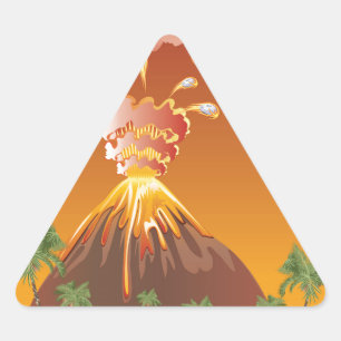 Pegatina Triangular Erupción del volcán personalizado 2