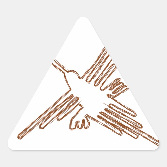Pegatina Triangular Esbozo del colibrí de líneas de Nasca (Anverso)