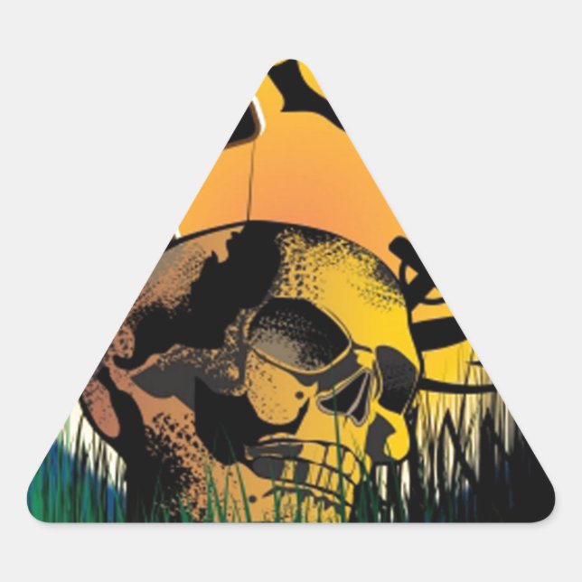 Pegatina Triangular Escena de Halloween embrujada (Anverso)