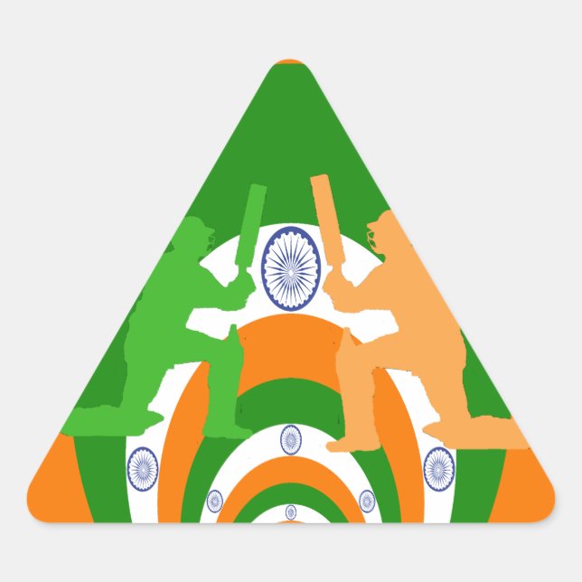 Pegatina Triangular Espíritu de críquet de la India: diseño abstracto (Anverso)