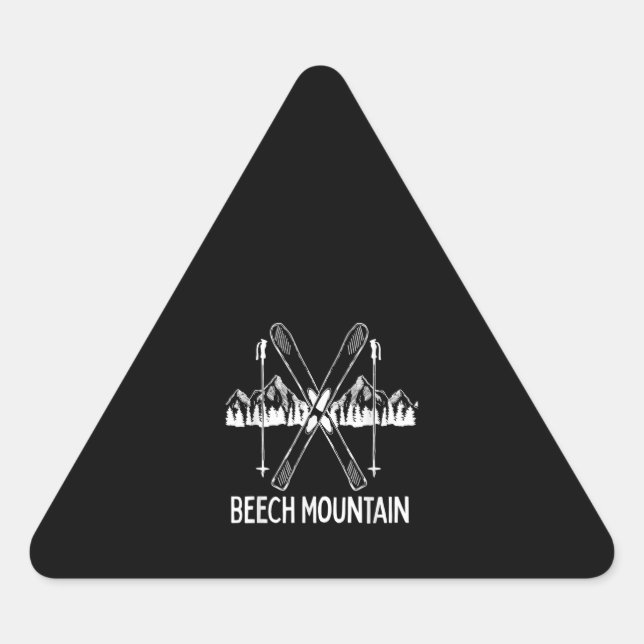 Pegatina Triangular Esquí retro de Beech North Carolina (Anverso)