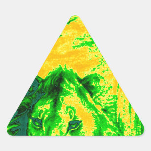 Pegatina Triangular Estampa Fluorescente de León con Visión Nocturna