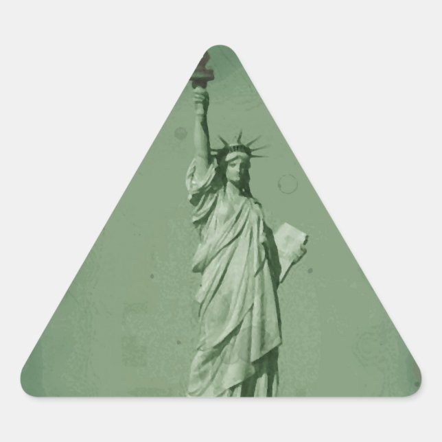 Pegatina Triangular Estatua de la Libertad con efecto fotográfico daña (Anverso)