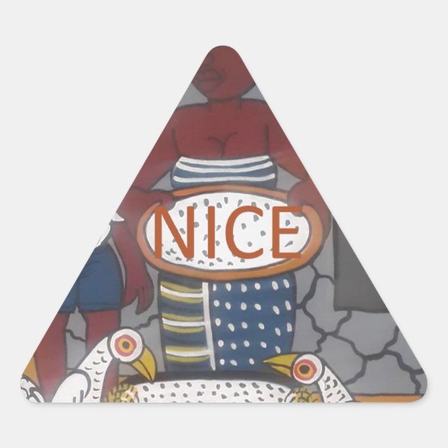 Pegatina Triangular Estilo de vida tradicional africano (Anverso)