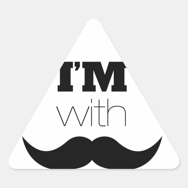 Pegatina Triangular Estoy con Mustache (Anverso)