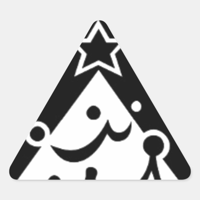 Pegatina Triangular Estrella de Navidades blancos y negros (Anverso)