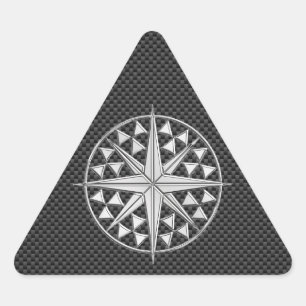 Pegatina Triangular Estrella náutica cromada sobre la fibra de carbono