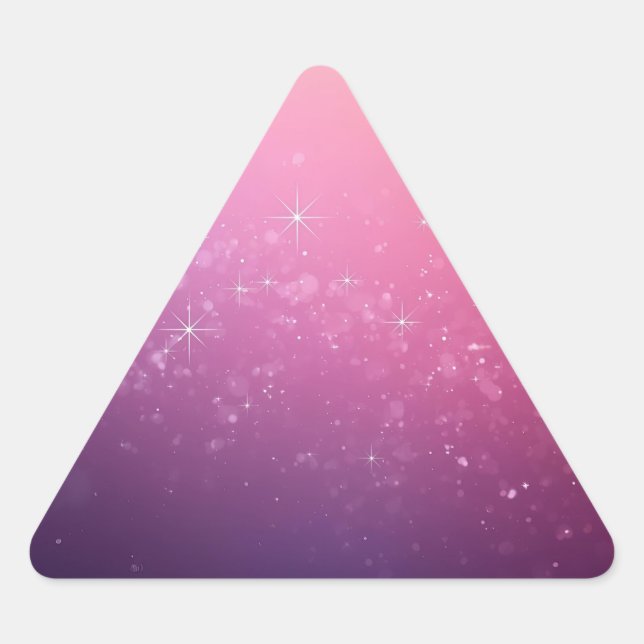 Pegatina Triangular Estrellas En Espacio Rosa (Anverso)