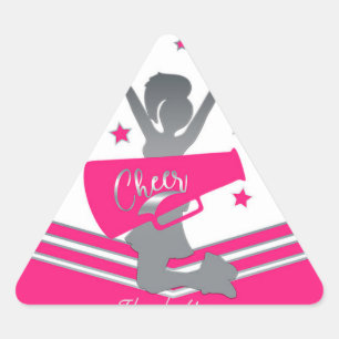 Pegatina Triangular Estrellas Rosadas y Blancas Fiesta de Porristas An