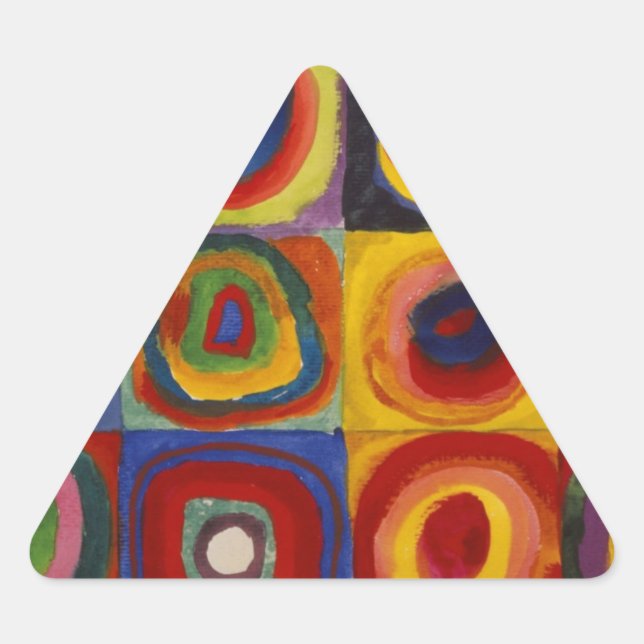 Pegatina Triangular Estudio de color de los círculos cuadrados (Anverso)