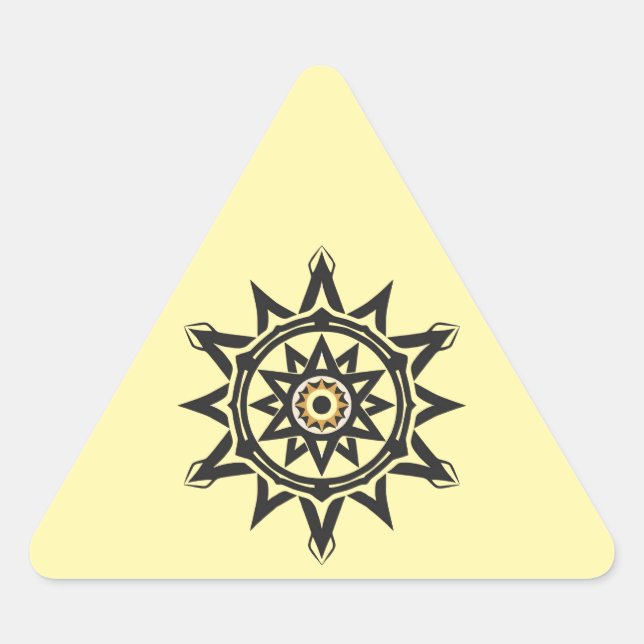 Pegatina Triangular Eterna armonía Mandala — Geometría divina en oro (Anverso)