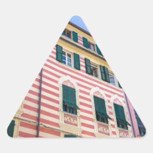 Pegatina Triangular Fachadas de la Casa Monterosso Cinque Terre Liguri