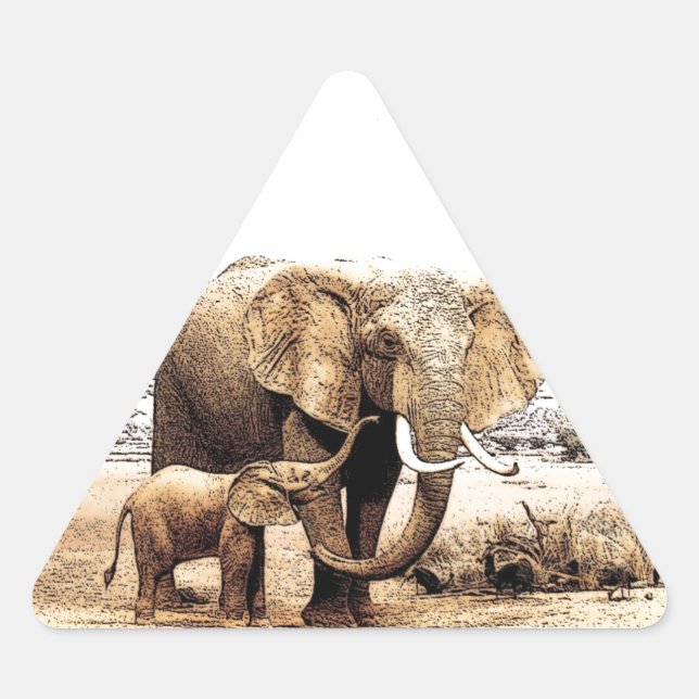Pegatina Triangular Familia Elephant (Anverso)