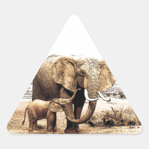 Pegatina Triangular Familia Elephant