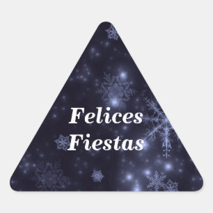 Pegatina Triangular Felices Fiestas Snowflakes Pegatinas Azules Median