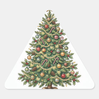 Pegatina Triangular Feliz alegre día de Navidad