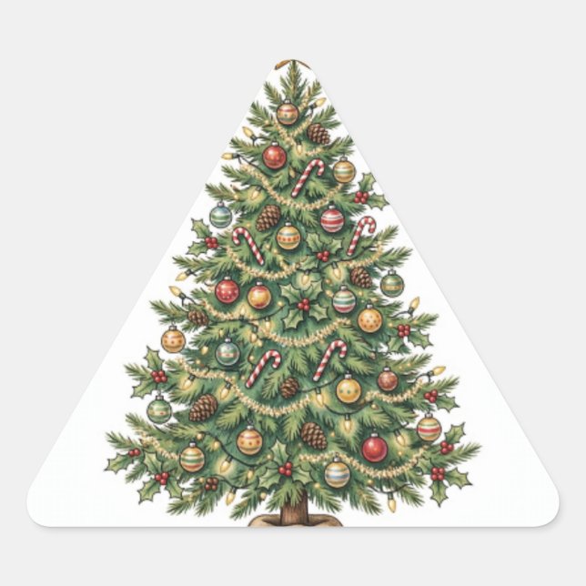Pegatina Triangular Feliz alegre día de Navidad (Anverso)