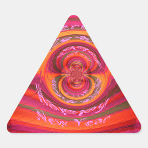 Pegatina Triangular Feliz Colores Feliz Navidad Feliz Año Nuevo Diseño