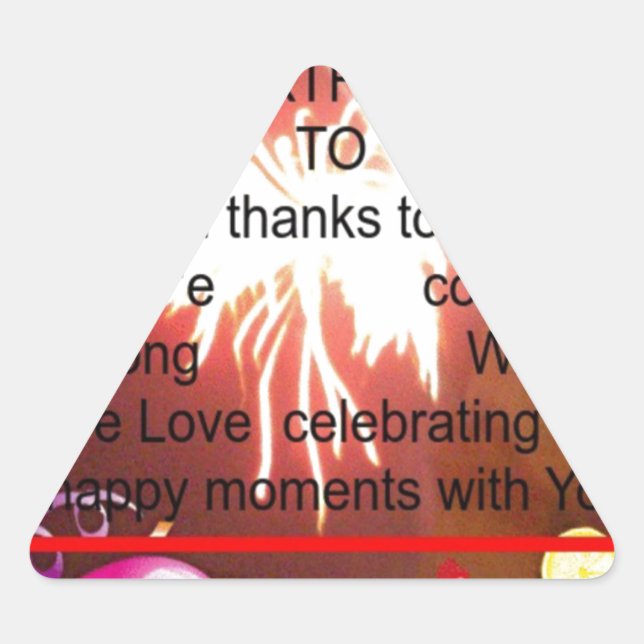 Pegatina Triangular Feliz cumpleaños a la imprenta de arte estadounide (Anverso)