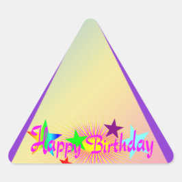 Pegatina Triangular Feliz cumpleaños y estrellas -