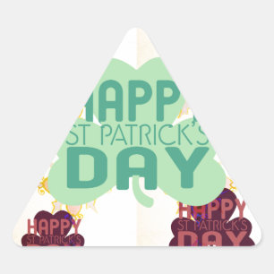 Pegatina Triangular Feliz Día de San Patricio, encantadora impresión d