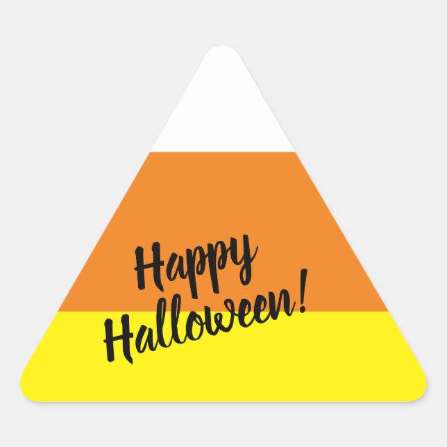 Pegatina Triangular Feliz Halloween Cute Candy Corn (Anverso)
