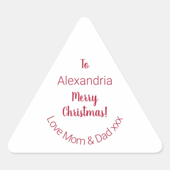 Pegatina Triangular Feliz Navidad de mamá y papá Minimal (Anverso)