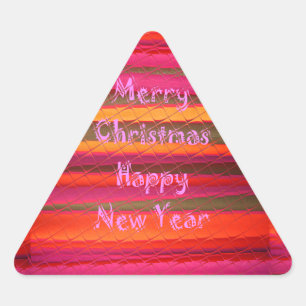 Pegatina Triangular Feliz Navidad Feliz Año Nuevo Diseño de Colores