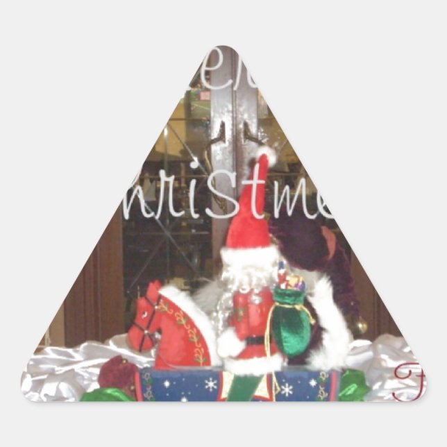 Pegatina Triangular Feliz Navidad fuera de casa Inspirado en A (Anverso)