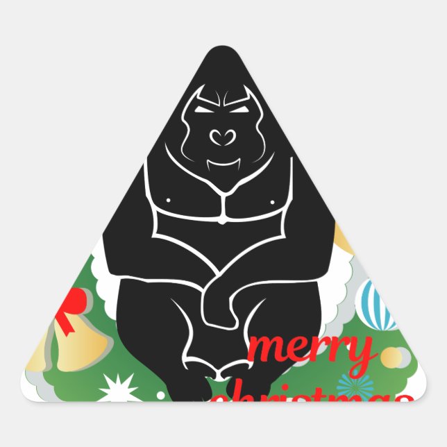 Pegatina Triangular feliz navidad gorila (Anverso)