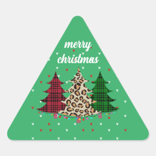 Pegatina Triangular Feliz Navidad Moderno y Elegante