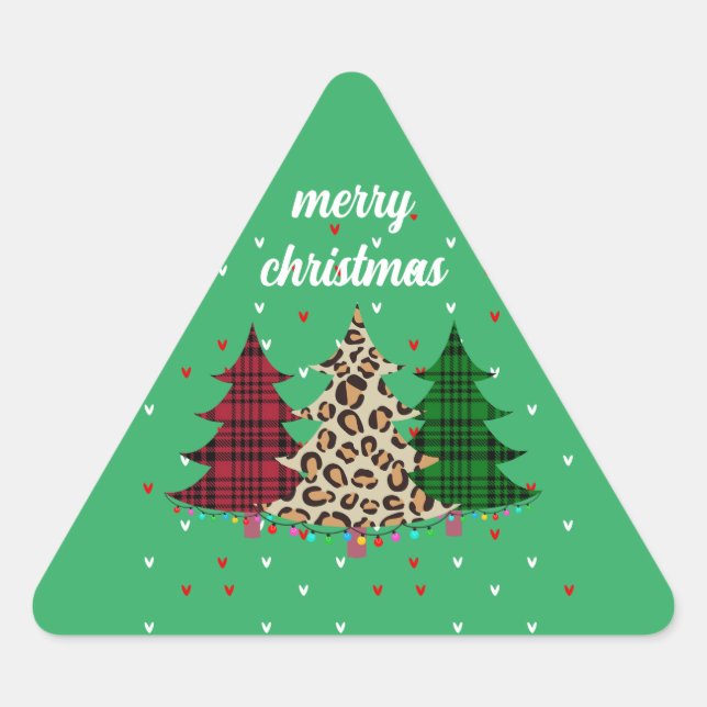 Pegatina Triangular Feliz Navidad Moderno y Elegante  (Anverso)