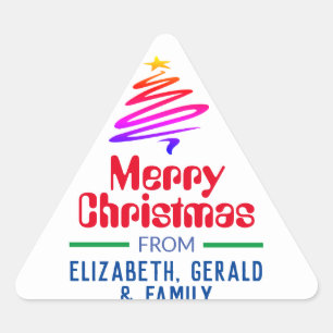 Pegatina Triangular Feliz Navidad. Xmas Present