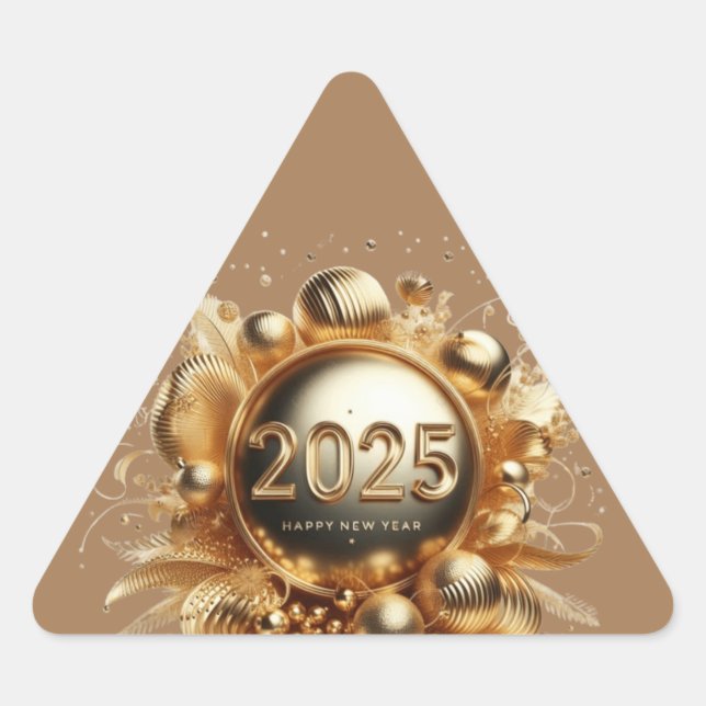 Pegatina Triangular Feliz regalo de año nuevo 2025 (Anverso)