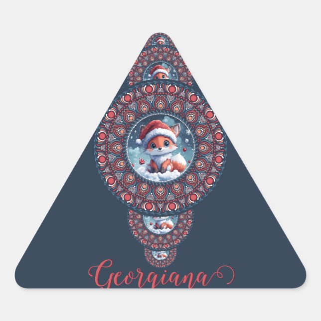 Pegatina Triangular Festividad personalizada Kawaii Fox Ornamentala Ma (Anverso)