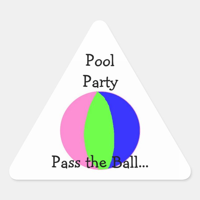 Pegatina Triangular Fiesta en la Piscina - Pelota de Playa (Anverso)