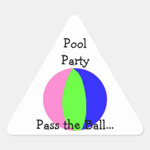 Pegatina Triangular Fiesta en la Piscina - Pelota de Playa