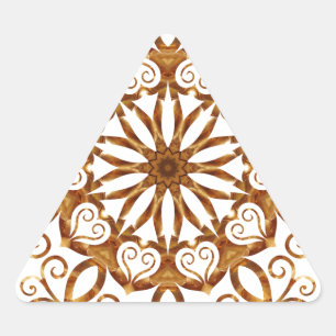 Pegatina Triangular Flauta dorada de filigre en blanco