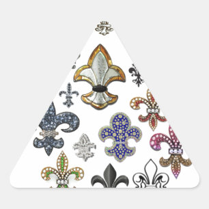 Pegatina Triangular Fleur De Lis Flor New Orleans Jewel Sparkle