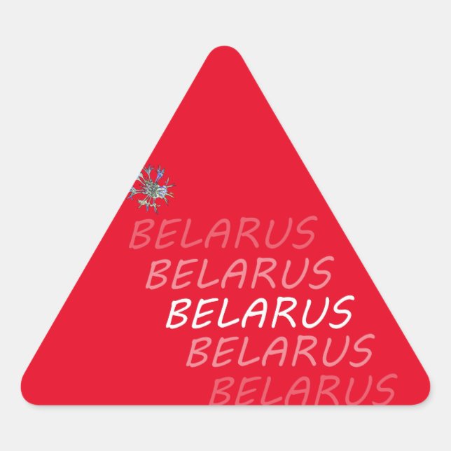 Pegatina Triangular Flor de maíz nacional de Bielorrusia (Anverso)