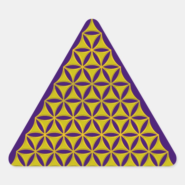 Pegatina Triangular Flor de vida / Blume des Lebens - oro piramidal (Anverso)