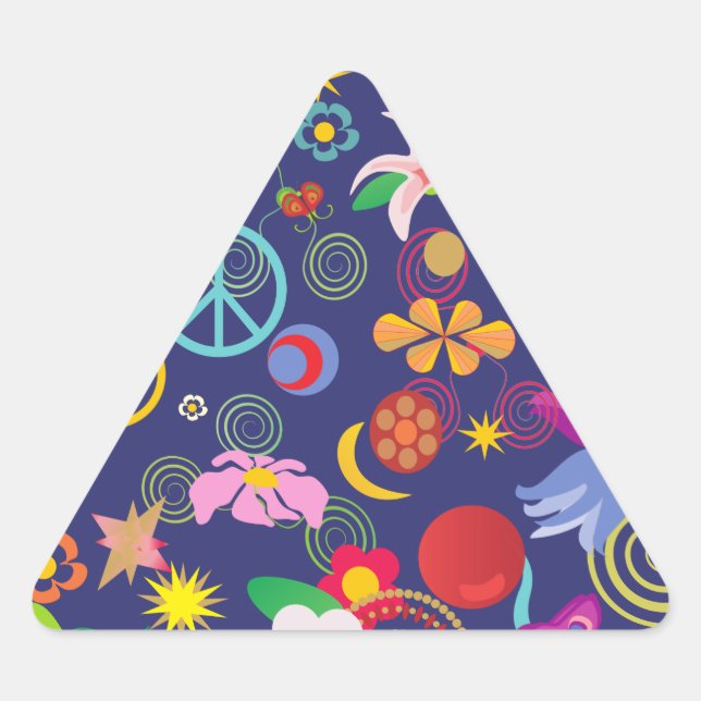 Pegatina Triangular Floral de Boho (Anverso)