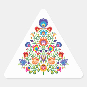 Pegatina Triangular Florales Encantados: Una Tapicería Yuletide de Fol