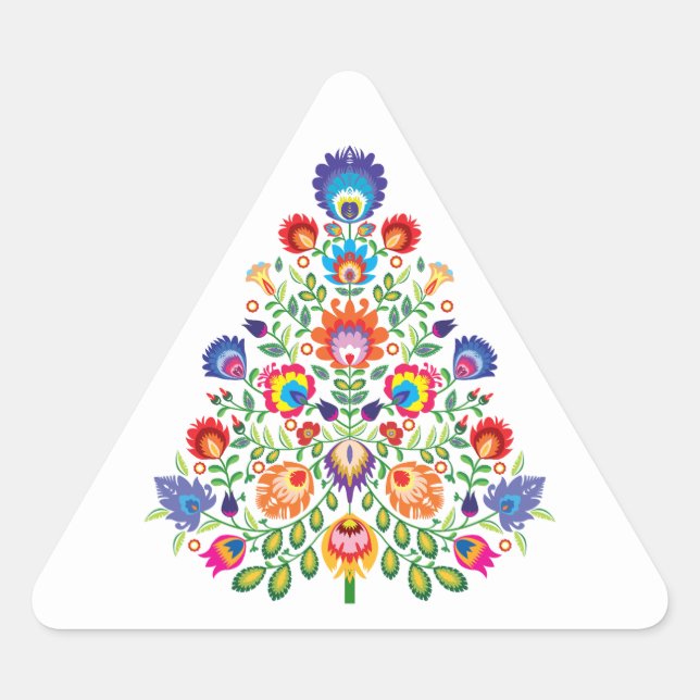 Pegatina Triangular Florales Encantados: Una Tapicería Yuletide de Fol (Anverso)