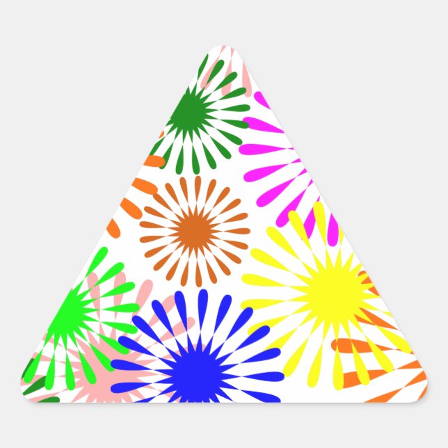Pegatina Triangular Flores multicolores (Anverso)