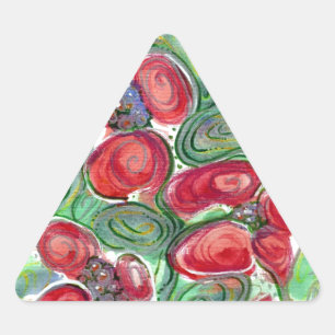 Pegatina Triangular Flores rojas