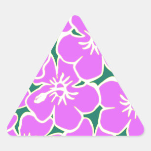 Pegatina Triangular Flores tropicales hawaianas Hibiscus Luau
