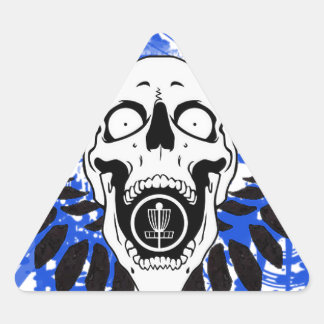 Pegatina Triangular Flying Disk Golf Skull